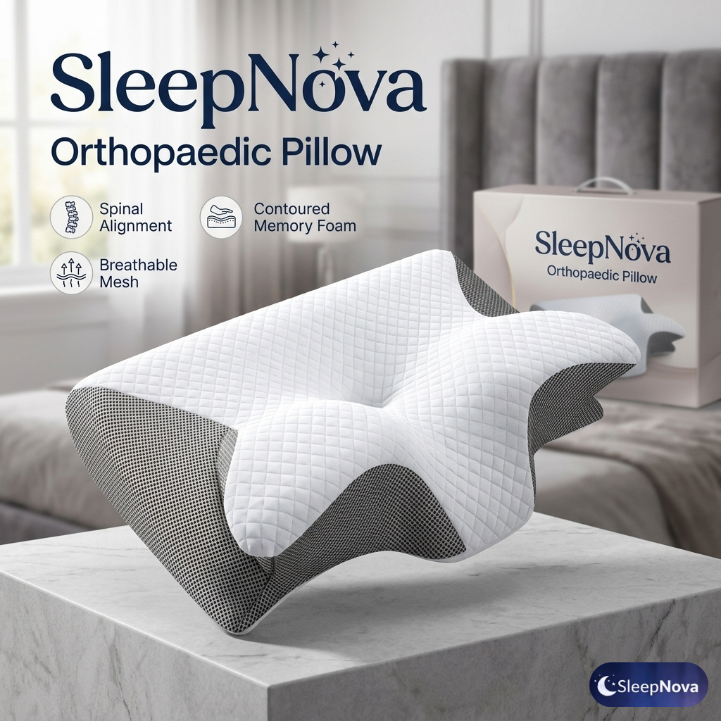 SleepNova™ Ergonomic Orthopedic Memory Foam Pillow – Cervical Neck Support for Deep, Pain-Free Sleep