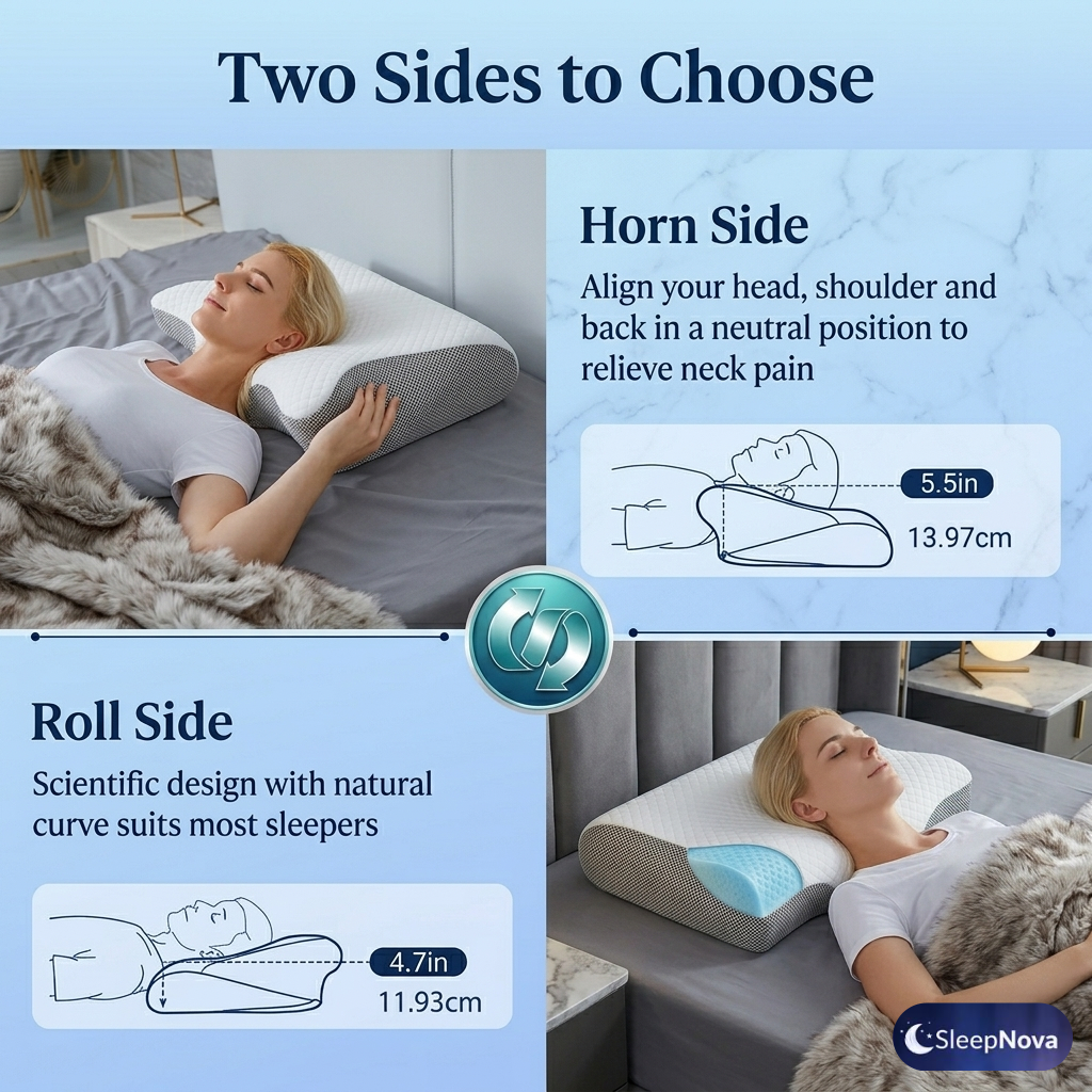 SleepNova™ Ergonomic Orthopedic Memory Foam Pillow – Cervical Neck Support for Deep, Pain-Free Sleep