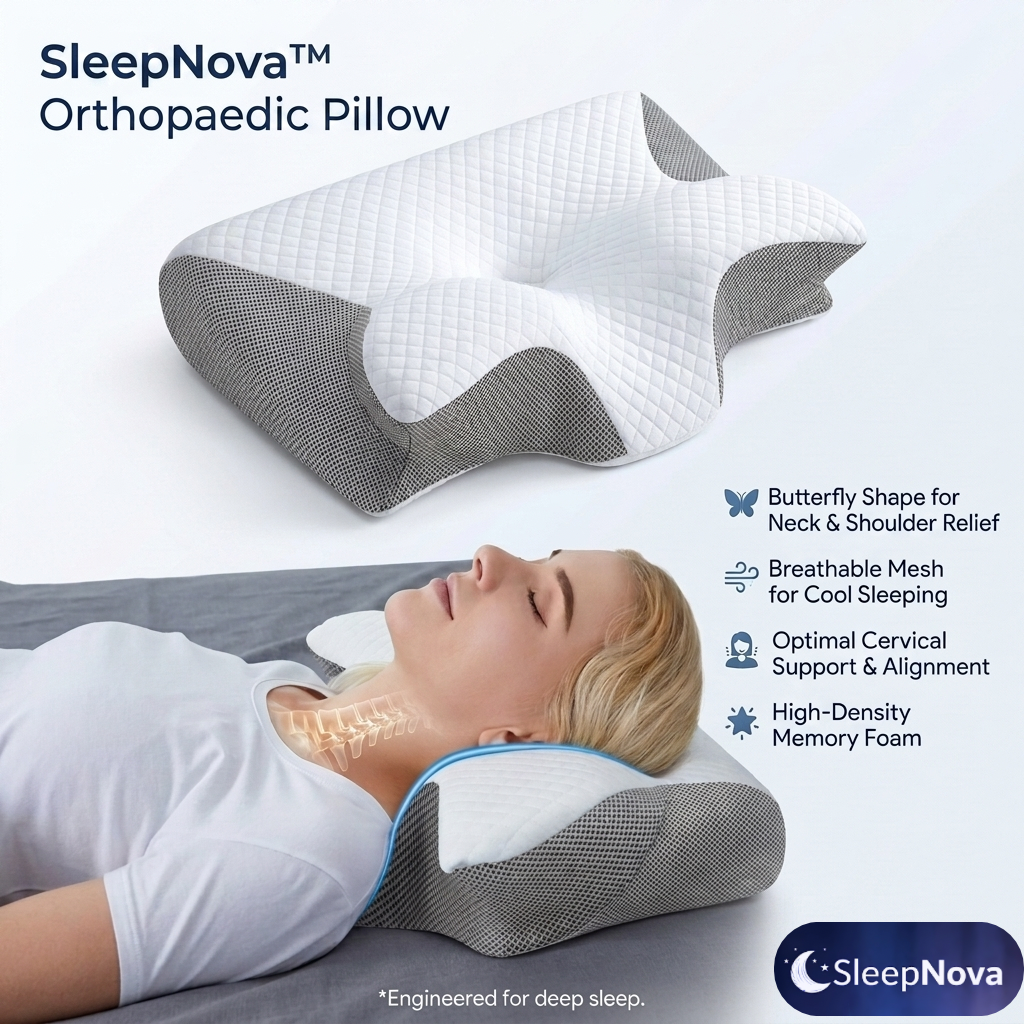 SleepNova™ Ergonomic Orthopedic Memory Foam Pillow – Cervical Neck Support for Deep, Pain-Free Sleep