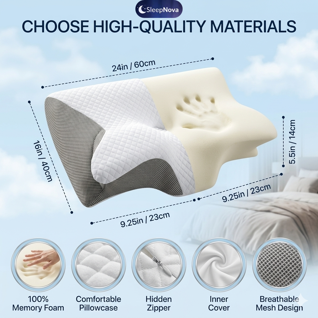SleepNova™ Ergonomic Orthopedic Memory Foam Pillow – Cervical Neck Support for Deep, Pain-Free Sleep